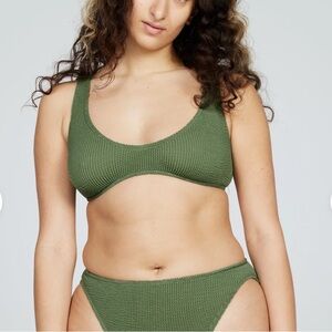 YouSwim Eva Bikini Top Juniper One Size Crinkle Stretch Made in England